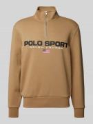 POLO SPORT Sweatshirt mit Troyer-Kragen in Khaki, Größe L