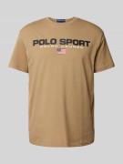 POLO SPORT T-Shirt mit Label-Print in Khaki, Größe L