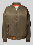 Original Bombers Oversized Bomberjacke mit Label-Stitching in Khaki, G...