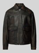 Jack & Jones Premium Lederjacke mit Kentkragen Modell 'WALLACE' in Dun...