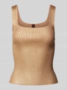 Stefanel Tanktop mit Feinripp in Beige, Größe M