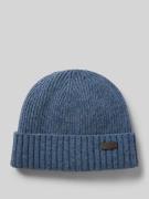 Barbour Beanie mit Label-Badge in Blau, Größe 1