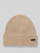 BOSS Beanie mit Label-Badge Modell 'Fati' in Sand, Größe 1