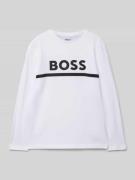 Boss Longsleeve mit Label-Print in Weiss, Größe 140