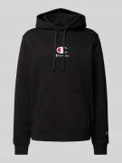 CHAMPION Hoodie mit Label-Stitching in Black, Größe L