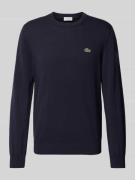 Lacoste Strickpullover mit Logo-Patch in Marine, Größe L