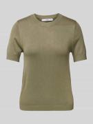 Mango Strickshirt mit Rundhalsausschnitt in Khaki, Größe L