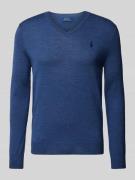 POLO RALPH LAUREN Wollpullover mit Logo-Stitching in Rauchblau, Größe ...