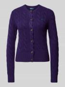 POLO RALPH LAUREN Wollcardigan mit Zopfmuster in Purple, Größe M