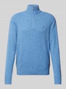 Tommy Hilfiger Wollpullover mit Stehkragen Modell 'LAMBSWOOL' in Hellb...