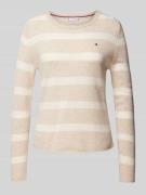 Tommy Hilfiger Strickpullover mit Logo-Stitching in Sand, Größe L