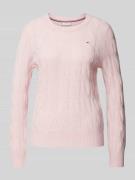 Tommy Hilfiger Strickpullover mit gerippten Abschlüssen in Rosa, Größe...