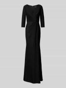 Unique Abendkleid mit tiefem V-Ausschnitt in Black, Größe 34