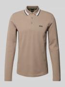 BOSS Green Regular Fit Poloshirt mit Label-Stitching in Khaki, Größe X...