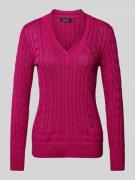 Lauren Ralph Lauren Strickpullover mit gerippten Abschlüssen in Fuchsi...