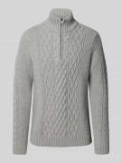 Superdry Strickpullover mit Zopfmuster Modell 'Jacob' in Mittelgrau, G...