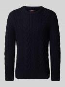 Superdry Strickpullover mit Zopfmuster Modell 'Jacob' in Dunkelblau Me...