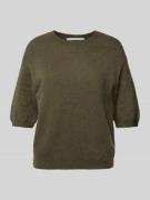 Herzensangelegenheit Strickshirt mit Rundhalsausschnitt in Khaki, Größ...