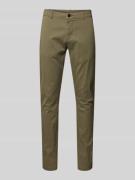 Lindbergh Slim Fit Chino mit Gesäßtaschen in Oliv, Größe 31/32