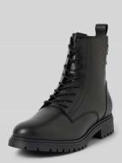 Tamaris Schnürboots aus Leder mit Zugschlaufe in Black, Größe 37