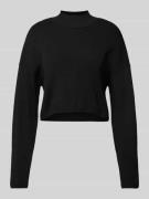 Only Cropped Pullover mit Stehkragen Modell 'BODRUM' in Black, Größe L