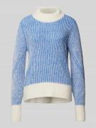 ICHI Strickpullover mit Stehkragen Modell 'Kamara' in Blau, Größe L