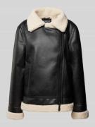 B.Young Jacke mit Teddyfell im Biker-Look Modell 'Asanne' in Black, Gr...