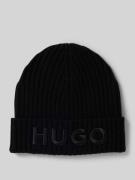 HUGO Beanie mit Label-Detail in Black, Größe 1