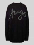 HUGO Oversized Strickpullover mit Label-Print Modell 'Sloguessy' in Bl...