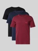 HUGO Regular Fit T-Shirt mit Label-Print im 3er-Pack in Aubergine, Grö...