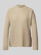 HUGO Strickpullover mit Stehkragen in Beige, Größe L