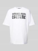 Versace Jeans Couture Oversized T-Shirt mit Label-Print in Weiss, Größ...