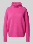 Fynch-Hatton Wollpullover mit gerippten Abschlüssen in Pink, Größe L