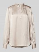 Fynch-Hatton Regular Fit Bluse aus Viskose mit Stehkragen in Beige Mel...