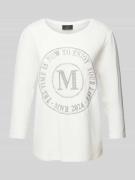 monari Longsleeve mit Label-Ziersteinbesatz in Weiss, Größe 36