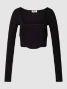 EDITED Cropped Longsleeve mit Feinripp Modell 'Merian' in Black, Größe...