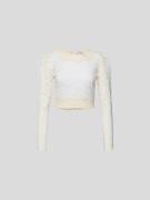 Rabanne Cropped Longsleeve mit Häkelspitze in Offwhite, Größe 36