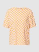 Jake*s Casual T-Shirt mit Allover-Muster in Apricot, Größe L