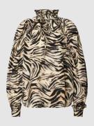 Copenhagen Muse Bluse mit Animal-Print Modell 'FRILL-SHIRT' in Hellbra...