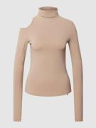 Patrizia Pepe Longsleeve mit Rollkragen und Cut Out in Beige, Größe L