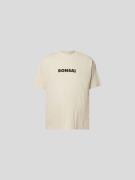 Bonsai T-Shirt mit Stehkragen in Beige, Größe M