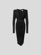 Alexandre Vauthier Midikleid mit V-Ausschnitt in Black, Größe 34