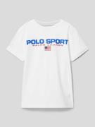 POLO SPORT T-Shirt in melierter Optik in Weiss, Größe S