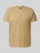 Tommy Jeans T-Shirt mit Label-Print in Beige, Größe L