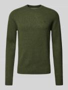 MCNEAL Regular Fit Strickpullover aus reiner  Lammwolle in Khaki Melan...