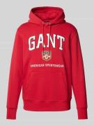 Gant Hoodie mit Label-Print in Rot, Größe 4XL