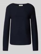 MARC O POLO Strickpullover mit gerippten U-Boot-Ausschnitt in Marine, ...