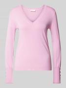 Liu Jo White Strickpullover mit V-Ausschnitt in Rosa, Größe L