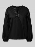 Eterna Regular Fit Bluse mit Tunikakragen in Black, Größe 34