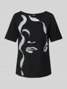 s.Oliver BLACK LABEL Relaxed Fit T-Shirt aus Baumwoll-Mix mit Glitzer-...